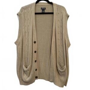 vintage Tan Cable Knit Button sweater Vest